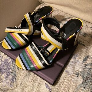 Ferragamo striped high heels. Size 8.5
(8 1/2)